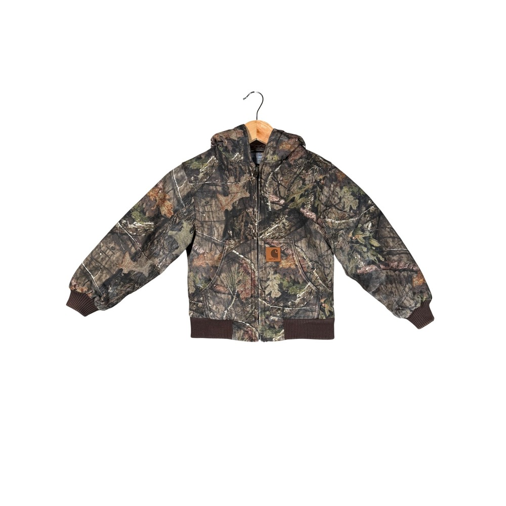 Carhartt Kids XXS 4-5 Mossy Oak Camo Hooded Jacket Quilted Lining Real Tree Duck